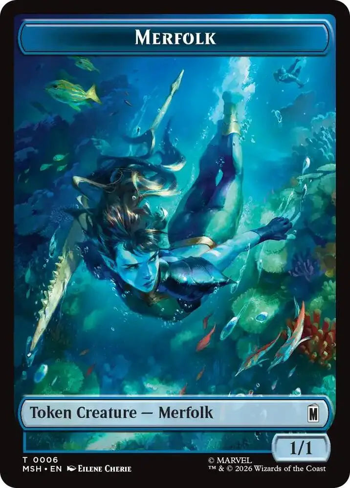 Merfolk // Doombot Double-Sided Token (006/018) [Marvel Super Heroes]