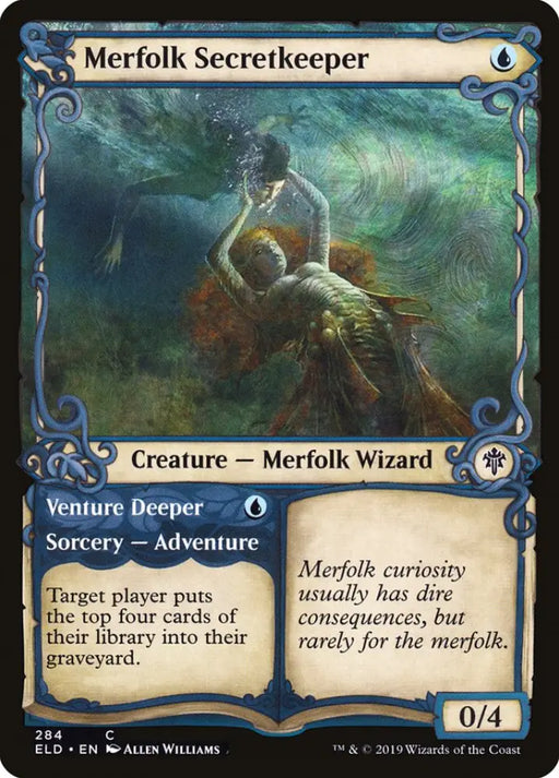 Merfolk Secretkeeper // Venture Deeper (Showcase) [Throne of Eldraine] - MTG Single