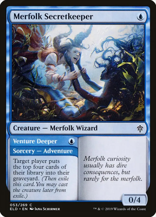 Merfolk Secretkeeper // Venture Deeper [Throne of Eldraine] - MTG Single
