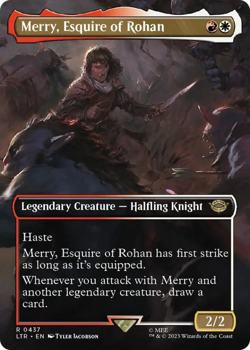 Merry Esquire of Rohan (Borderless Alternate Art) [The Lord of the Rings: Tales of Middle-Earth] - MTG Single