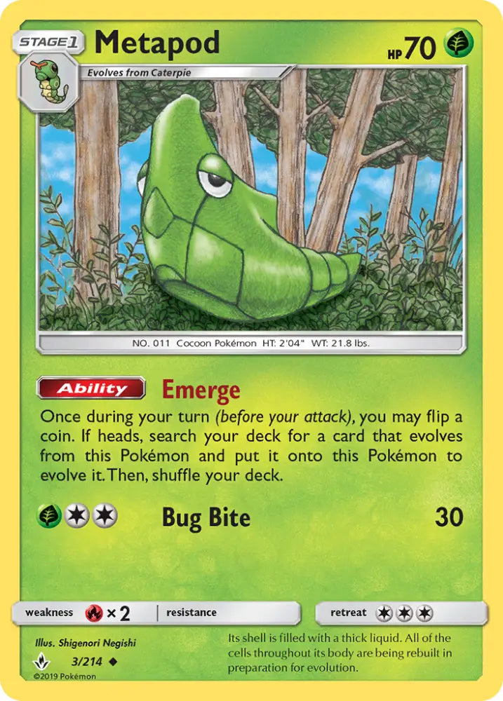 Metapod (3/214) [Sun & Moon: Unbroken Bonds] - Pokemon Single