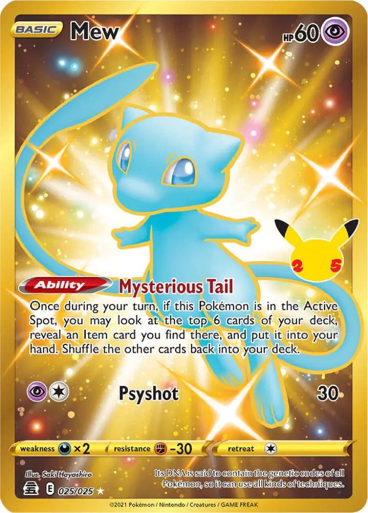 Mew (025/025) (Gold) [Celebrations: 25th Anniversary] - Pokemon Single