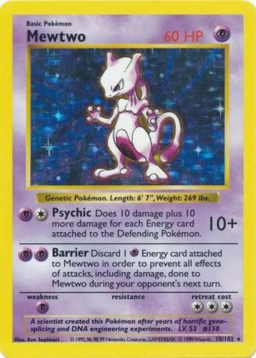 Mewtwo (10/102) [Base Set Shadowless Unlimited] - Pokemon Single
