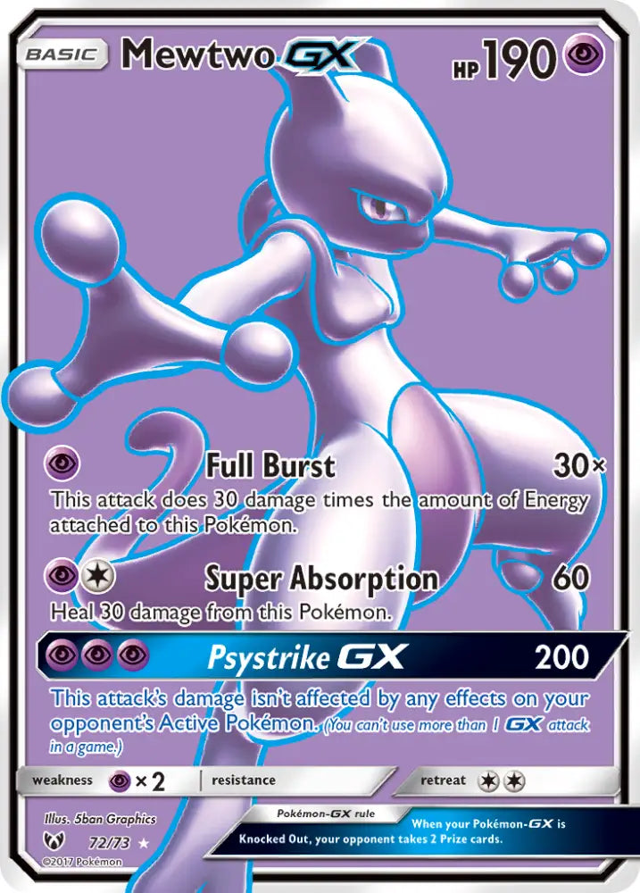 Mewtwo GX (72/73) [Sun & Moon: Shining Legends] - Pokemon Single