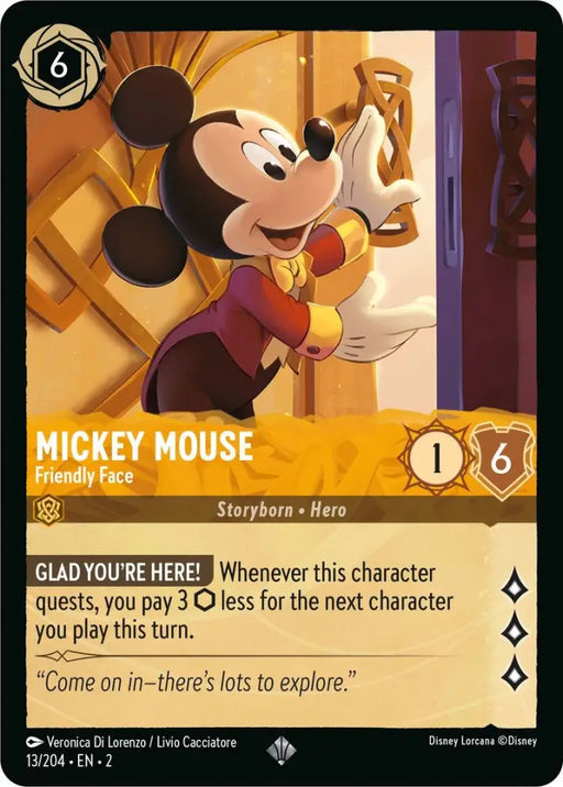Mickey Mouse - Friendly Face (13/204) [Rise of the Floodborn] - Lorcana Single