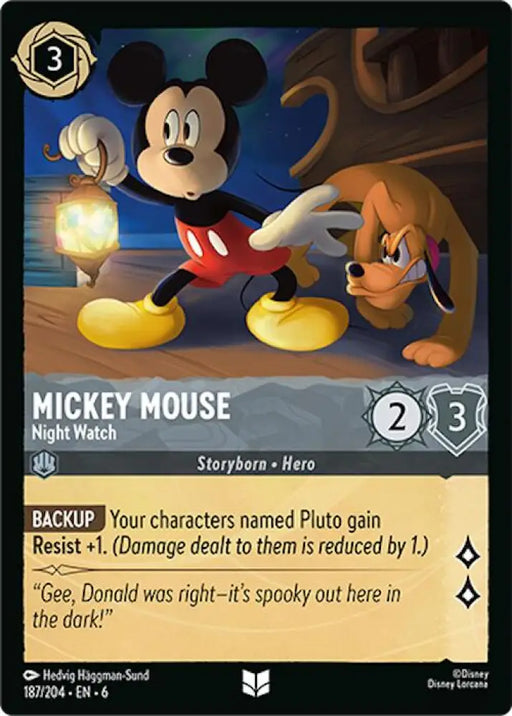 Mickey Mouse - Night Watch (187/204) [Azurite Sea] - Lorcana Single