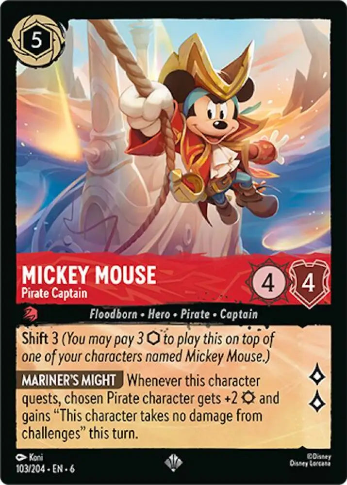 Mickey Mouse - Pirate Captain (103/204) [Azurite Sea] - Lorcana Single
