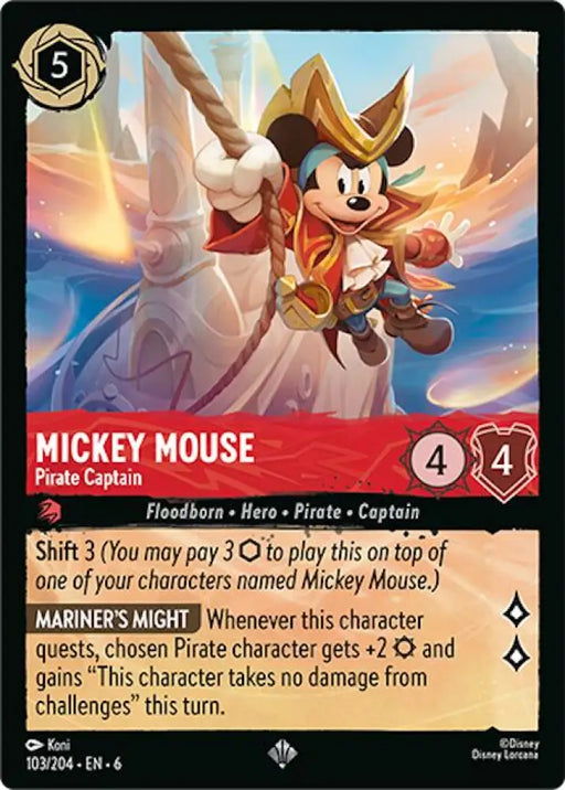 Mickey Mouse - Pirate Captain (103/204) [Azurite Sea] - Lorcana Single