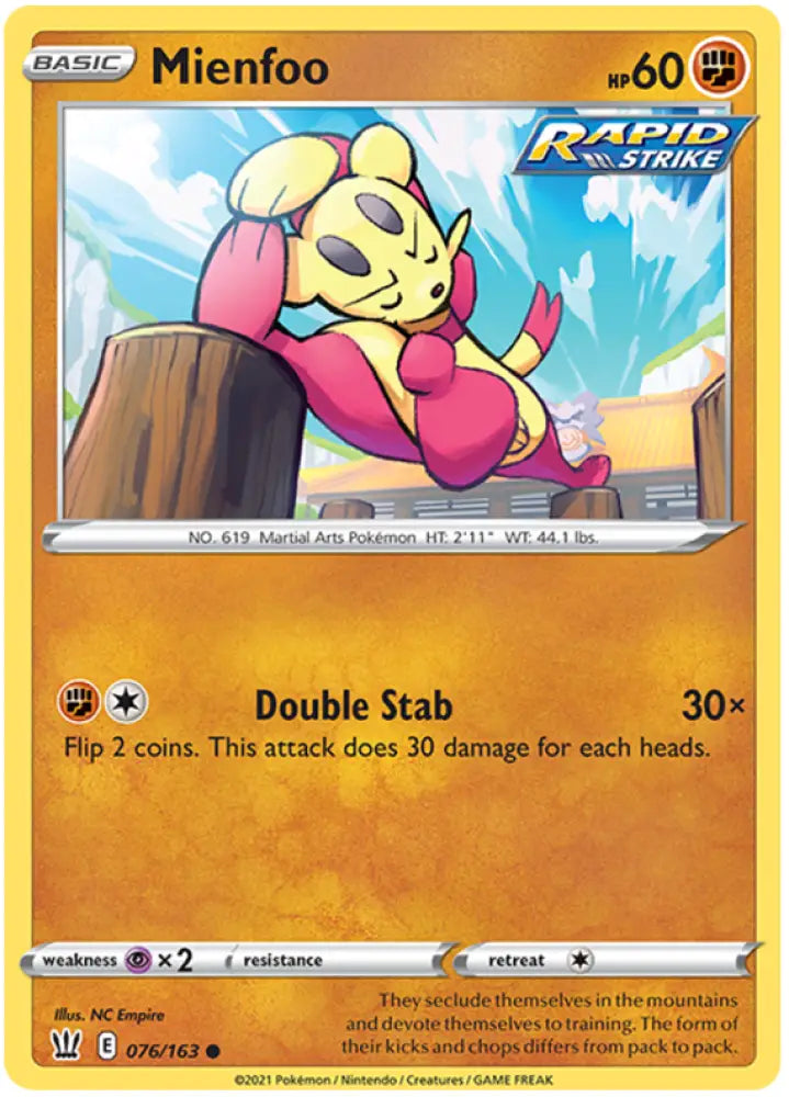Mienfoo (076/163) [Sword & Shield: Battle Styles] - Pokemon Single