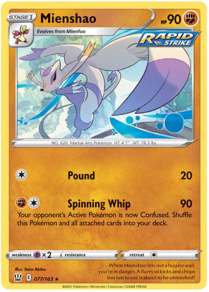Mienshao (077/163) [Sword & Shield: Battle Styles] - Pokemon Single