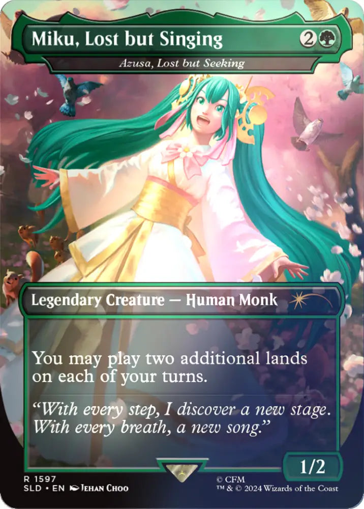 Miku Lost but Singing - Azusa Lost but Seeking (Rainbow Foil) [Secret Lair Drop Series] - MTG Single