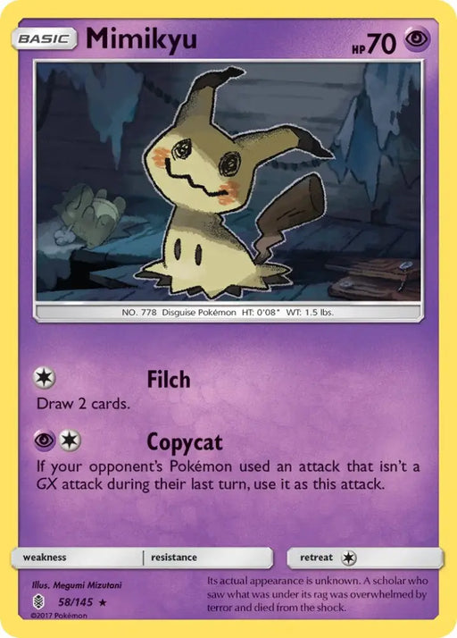 Mimikyu (58/145) (Theme Deck Exclusive) [Sun & Moon: Guardians Rising] - Pokemon Single