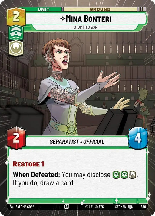 Mina Bonteri - Stop This War (Hyperspace Foil) (850) [Secrets of Power]