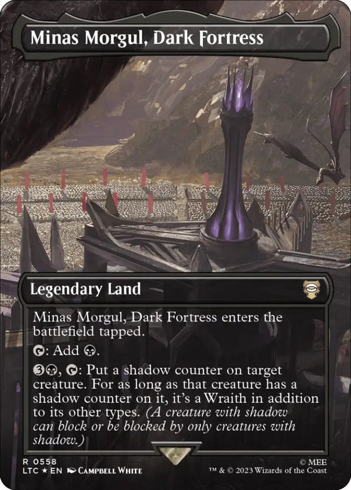 Minas Morgul Dark Fortress (Borderless) (Surge Foil) [The Lord of the Rings: Tales of Middle-Earth Commander] - MTG