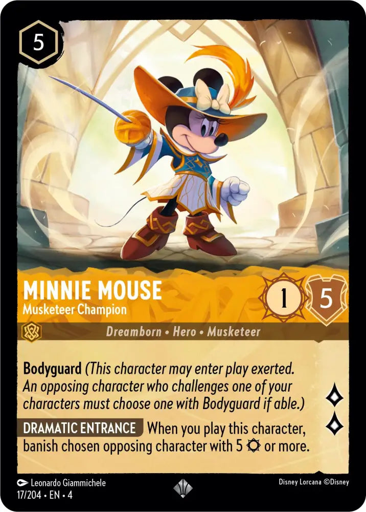 Minnie Mouse - Musketeer Champion (17/204) [Ursula’s Return] - Lorcana Single