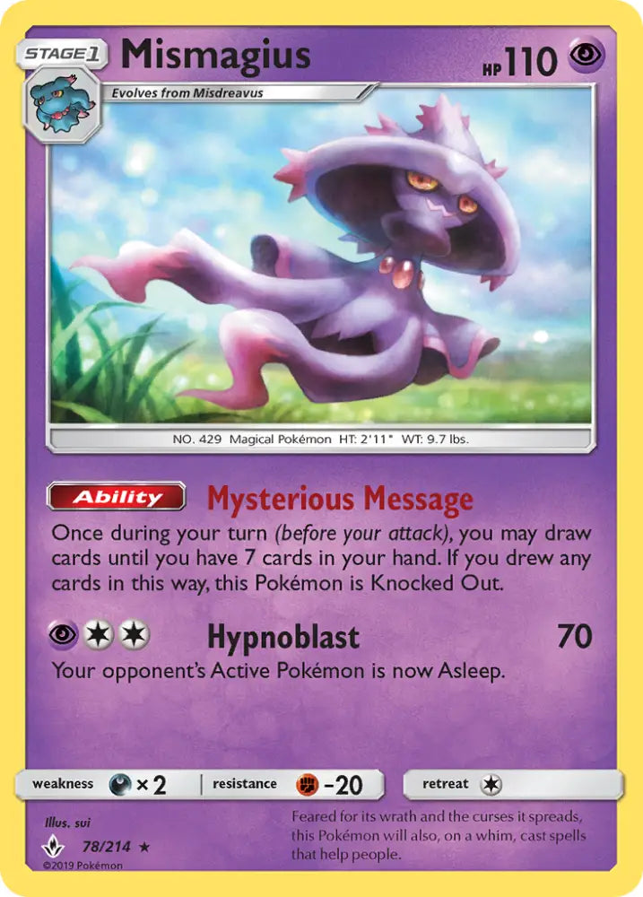 Mismagius (78/214) [Sun & Moon: Unbroken Bonds] - Pokemon Single