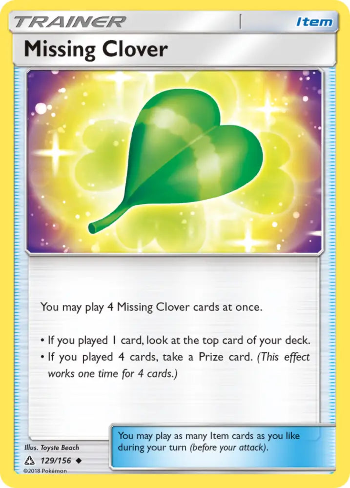 Missing Clover (129/156) [Sun & Moon: Ultra Prism] - Pokemon Single