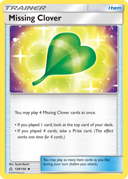 Missing Clover (129/156) [Sun & Moon: Ultra Prism] - Pokemon Single