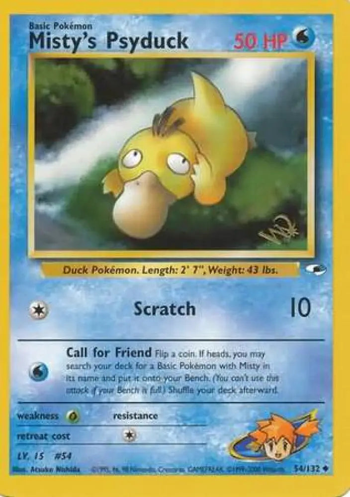 Misty’s Psyduck (54/132) (W Stamped Promo) [Gym Heroes Unlimited] - Pokemon Single