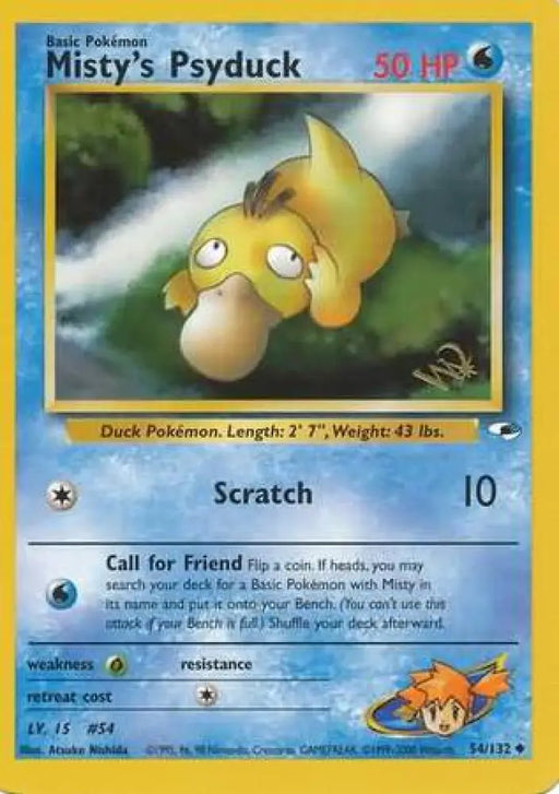 Misty’s Psyduck (54/132) (W Stamped Promo) [Gym Heroes Unlimited] - Pokemon Single