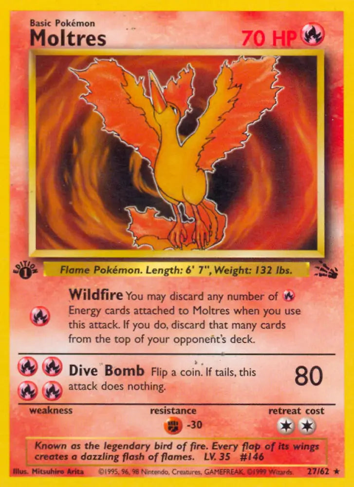 Moltres (27/62) [Fossil 1st Edition] - Pokemon Single