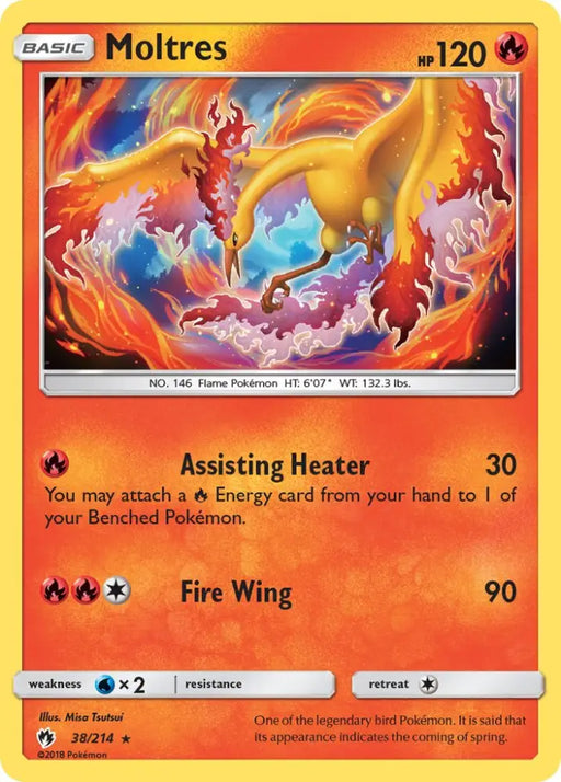 Moltres (38/214) (Let’s Play Eevee) Cracked Ice Holo) (Theme Deck Exclusive) [Sun & Moon: Lost Thunder] - Pokemon Single