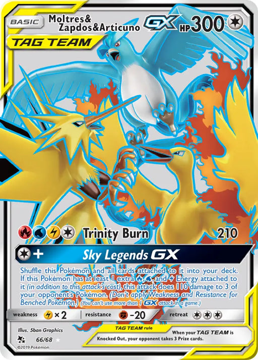 Moltres & Zapdos & Articuno GX (66/68) [Sun & Moon: Hidden Fates] - Pokemon Single