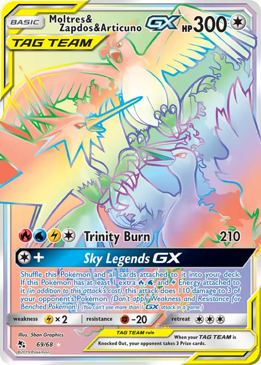 Moltres & Zapdos & Articuno GX (69/68) [Sun & Moon: Hidden Fates] - Pokemon Single
