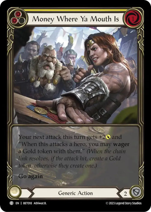 Money Where Ya Mouth Is (Yellow) [Heavy Hitters] (Betsy Blitz Deck) - Flesh And Blood Single