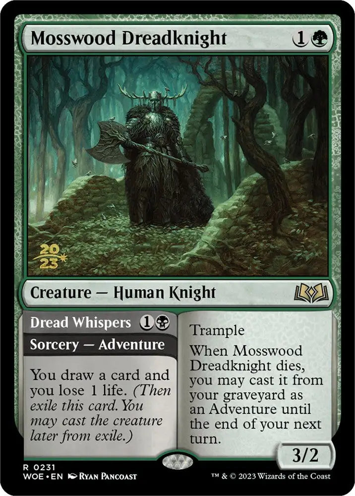 Mosswood Dreadknight // Dread Whispers (Promo Pack) [Wilds of Eldraine Promos] - MTG Single