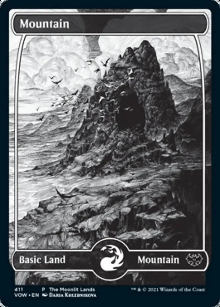 Mountain (The Moonlit Lands) (Foil Etched) [Innistrad: Crimson Vow Promos] - MTG Single