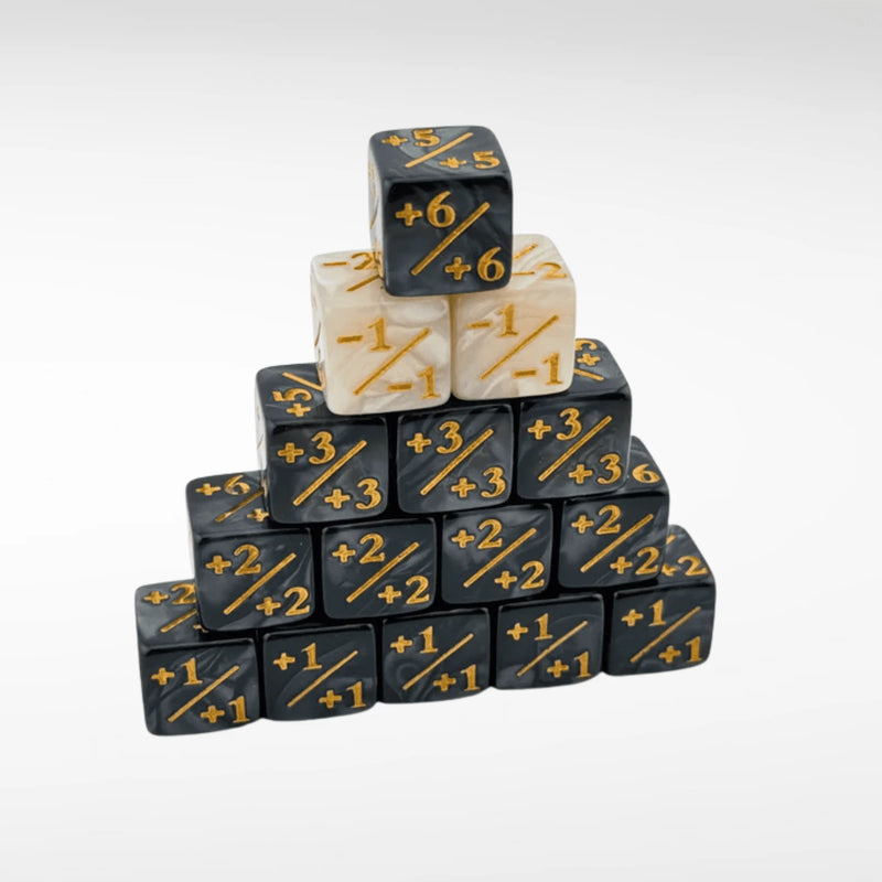 Nerd Gear: Mini +1/+1 (Plus One) 12mm Dice for MTG Black / White