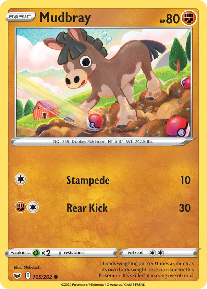 Mudbray (105/202) [Sword & Shield: Base Set] - Pokemon Single