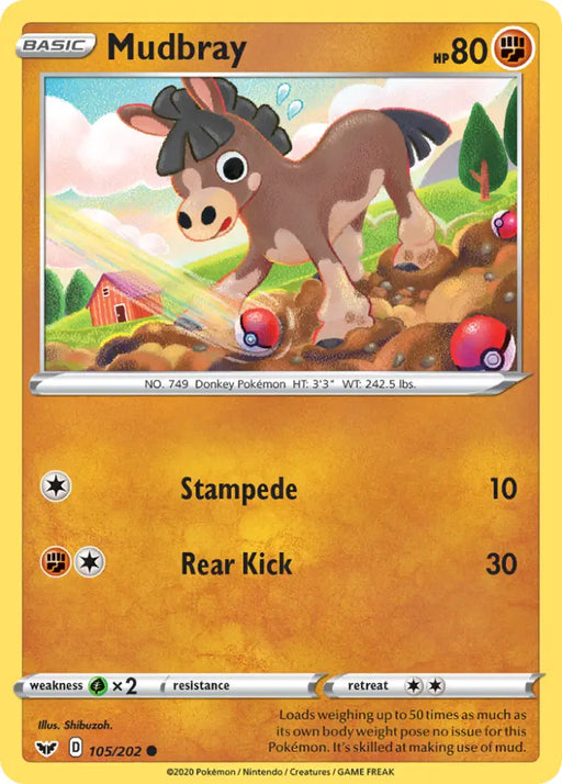 Mudbray (105/202) [Sword & Shield: Base Set] - Pokemon Single