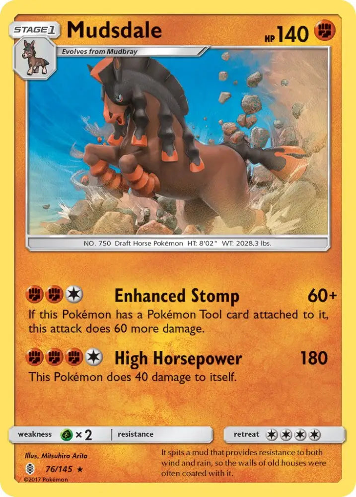 Mudsdale (76/145) (Prerelease Kit Exclusive) (Theme Deck Exclusive) [Sun & Moon: Guardians Rising] - Pokemon Single