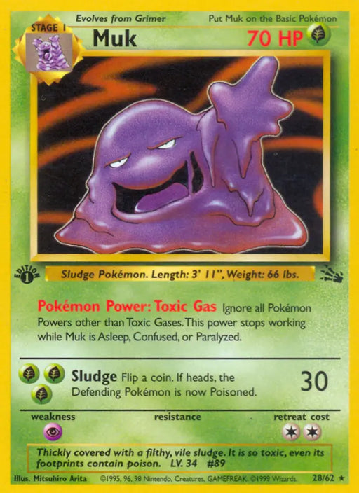 Muk (28/62) [Fossil 1st Edition] - Pokemon Single