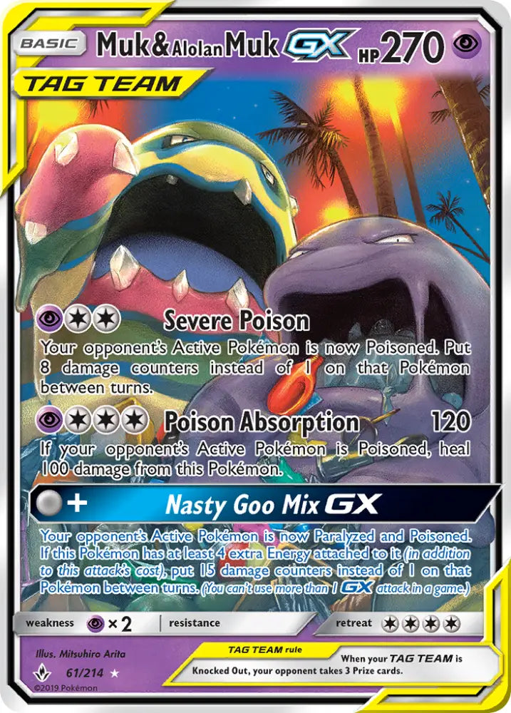 Muk & Alolan Muk GX (61/214) [Sun & Moon: Unbroken Bonds] - Pokemon Single