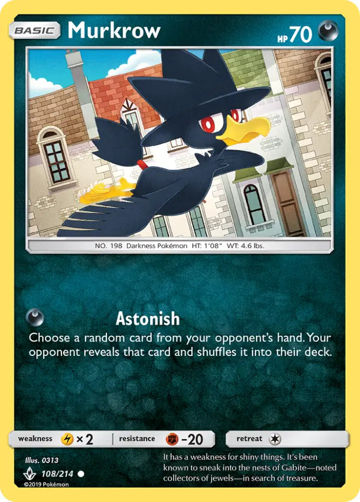Murkrow (108/214) [Sun & Moon: Unbroken Bonds] - Pokemon Single