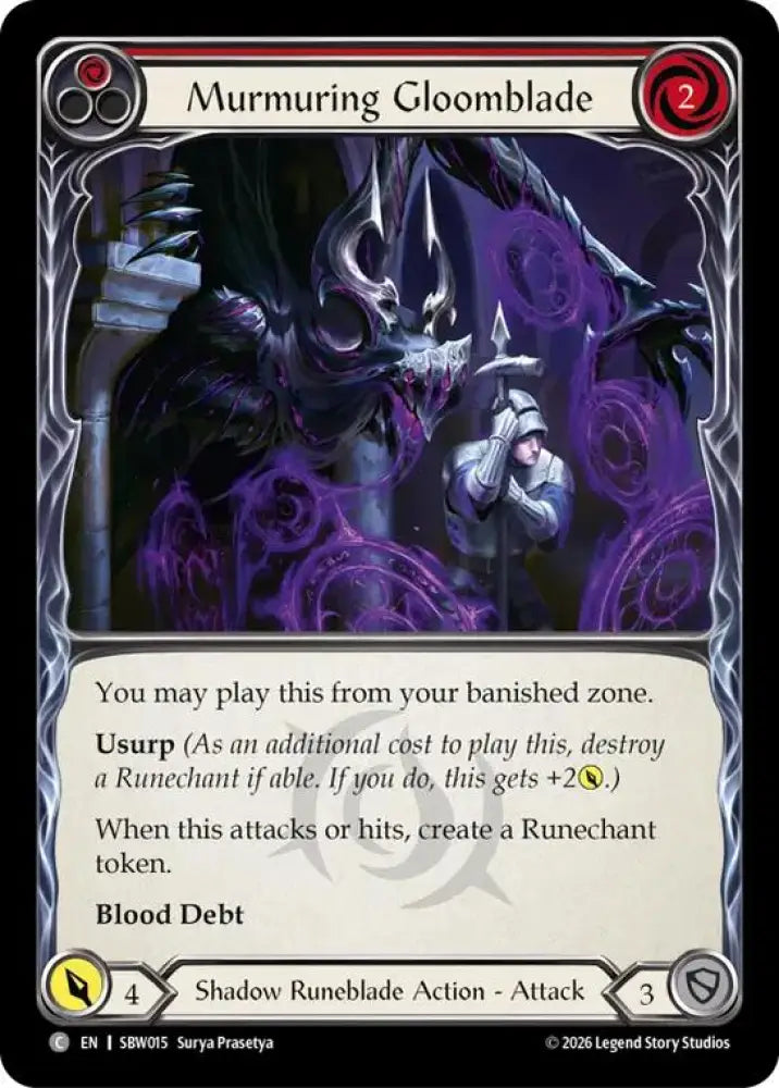 Murmuring Gloomblade (Red) (SBW015) [Silver Age: Usurp the Shadow Throne]
