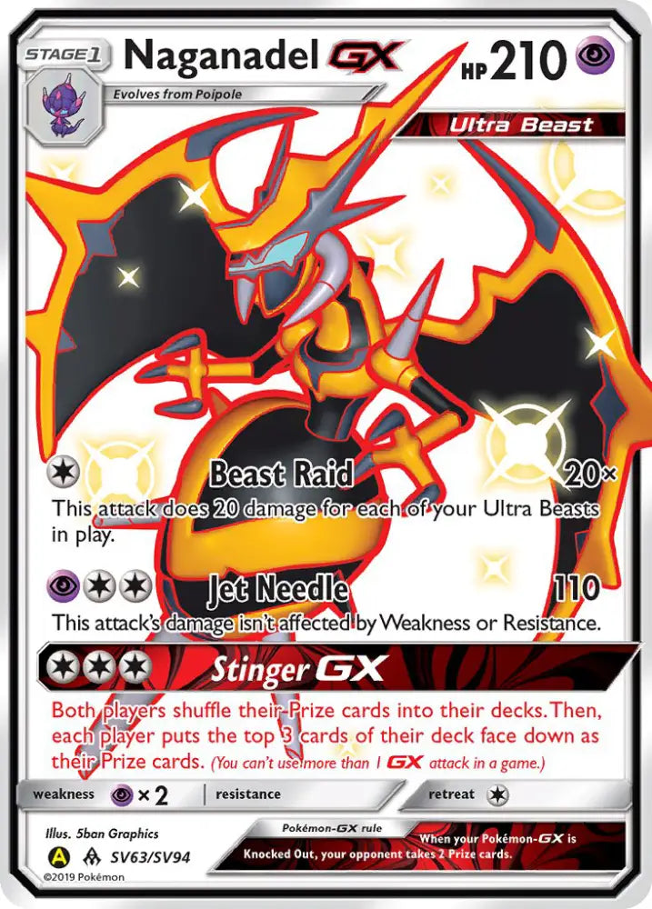 Naganadel GX (SV63/SV94) [Sun & Moon: Hidden Fates - Shiny Vault] - Pokemon Single