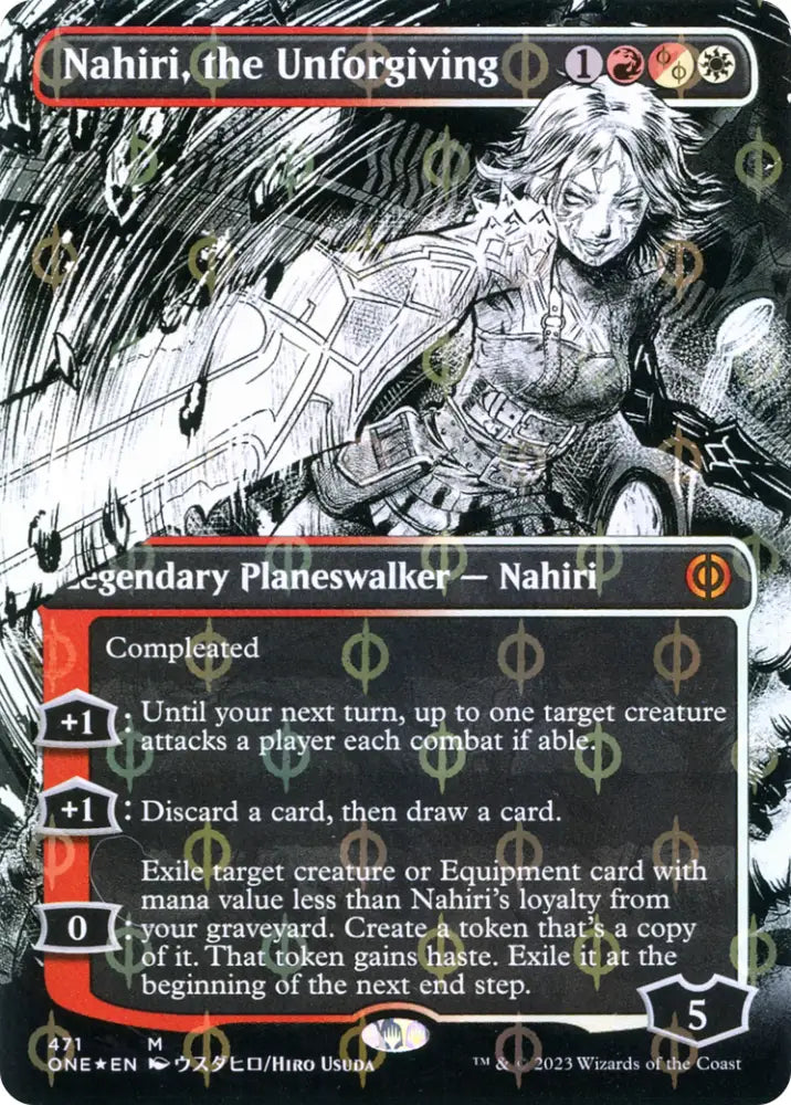 Nahiri the Unforgiving (Borderless Manga Step-and-Compleat Foil) [Phyrexia: All Will Be One] - MTG Single