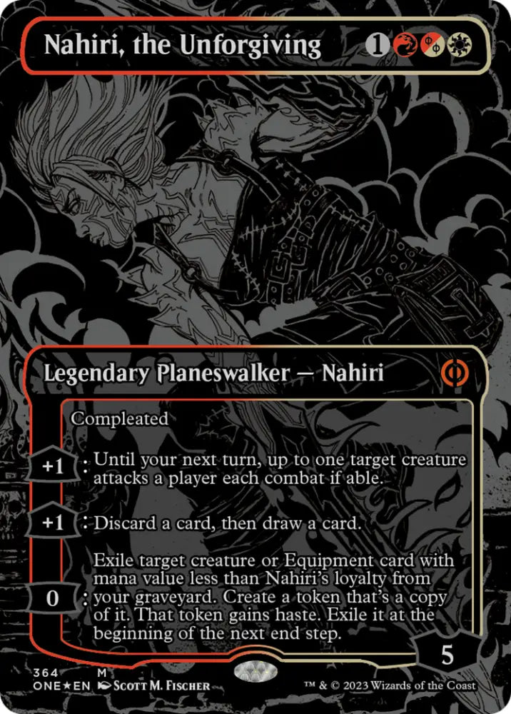 Nahiri the Unforgiving (Oil Slick Raised Foil) [Phyrexia: All Will Be One] - MTG Single