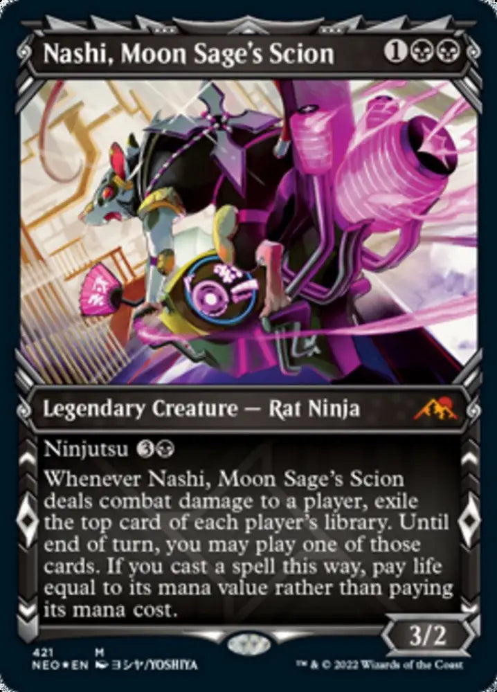 Nashi Moon Sage’s Scion (Showcase) (Foil Etched) [Kamigawa: Neon Dynasty] - MTG Single