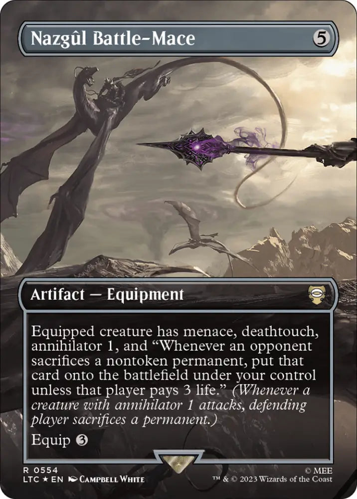 Nazgul Battle-Mace (Borderless) (Surge Foil) [The Lord of the Rings: Tales of Middle-Earth Commander] - MTG Single