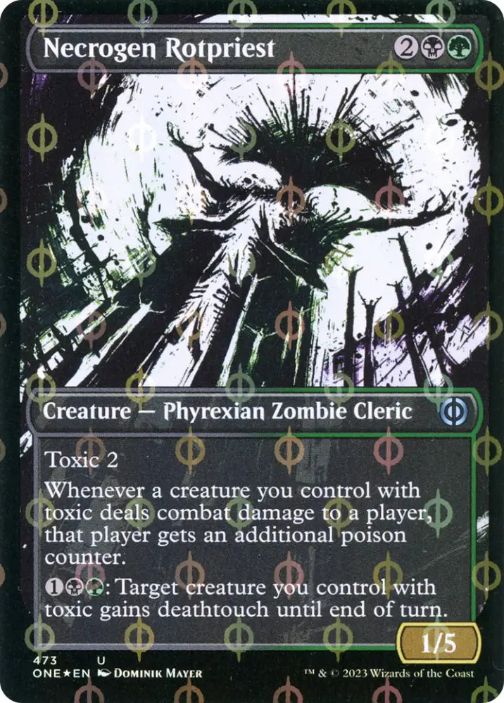 Necrogen Rotpriest (Borderless Ichor Step-and-Compleat Foil) [Phyrexia: All Will Be One] - MTG Single