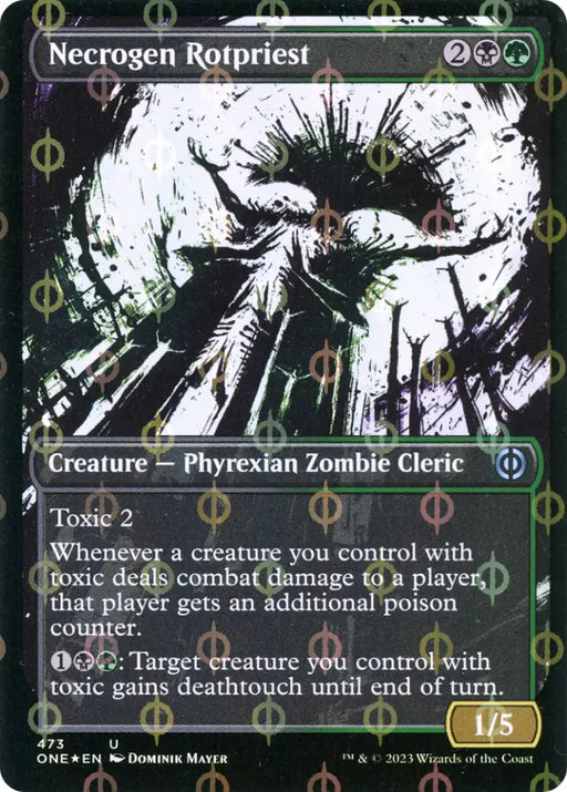Necrogen Rotpriest (Borderless Ichor Step-and-Compleat Foil) [Phyrexia: All Will Be One] - MTG Single