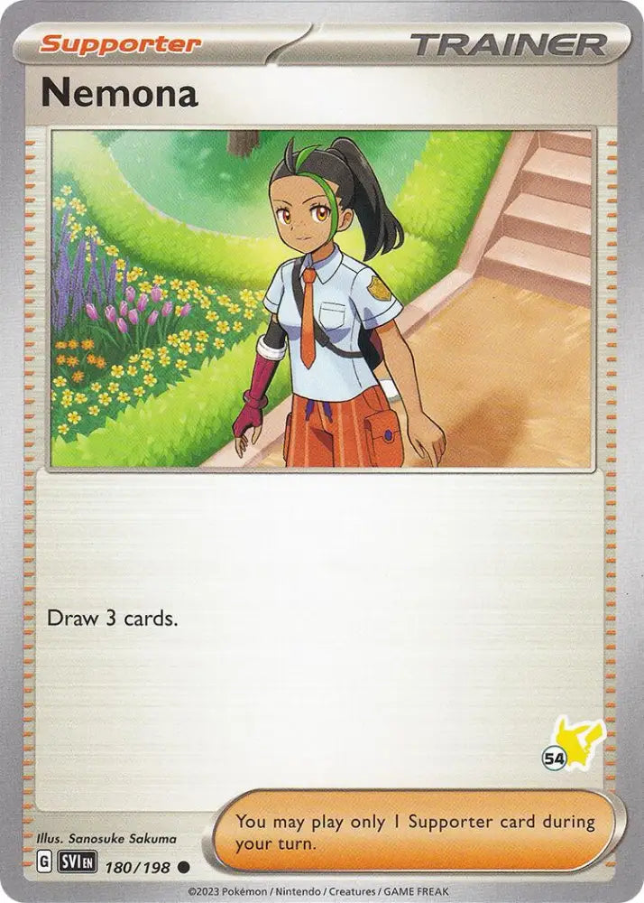 Nemona (180/198) (Pikachu Stamp #54) [Battle Academy 2024] - Pokemon Single