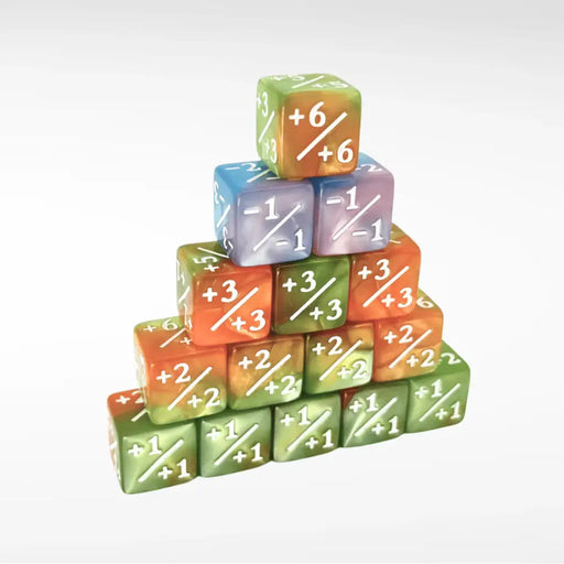 Nerd Gear: Mini +1/+1 (Plus One) 12mm Dice for MTG Orange Lime / Pink Blue - Accessoire