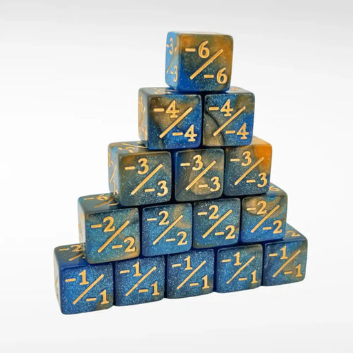 Nerd Gear: MTG Minus 1 Counter -1/-1 Dice - 15 Pack Navy Gold - Accessoire