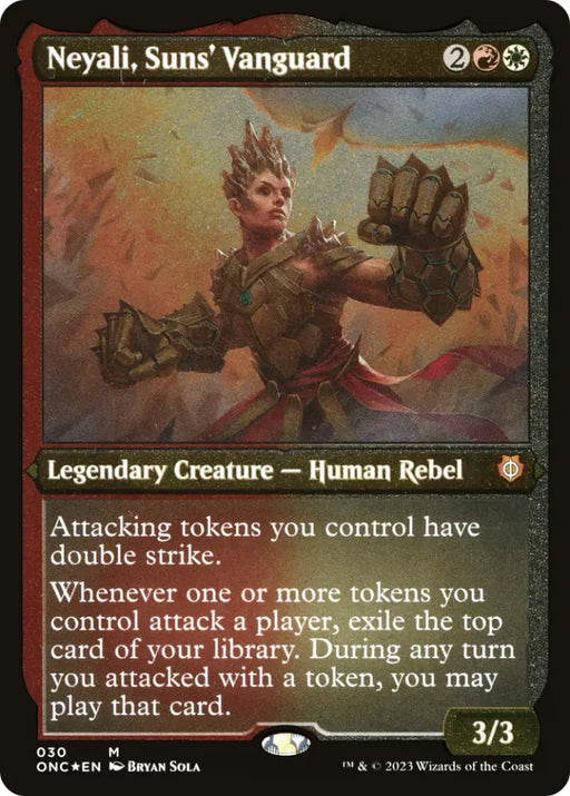 Neyali Suns’ Vanguard (Foil Etched) (Display Commander) [Phyrexia: All Will Be One Commander] - MTG Single